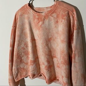 Custom Cropped Orange Tie Dye Crewneck Sweatshirt L